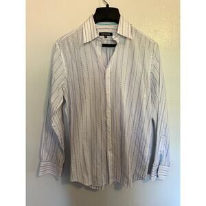 Report Collection Mens Dress Shirt Sz Medium long sleeve white/blue stripes
